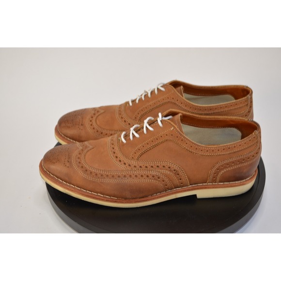 Allen Edmonds X Brooks Brothers Wingtip Brogue Oxfords Brown Leather 10 D Vibram - Picture 3 of 8